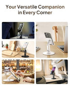 COOPER 360° Stand, Rotating Cell Phone Stand for Desk | Sturdy Metal Base, Foldable, Portable | Cell Phone Holder for Desk (Piano Black) - color: A - Piano Black