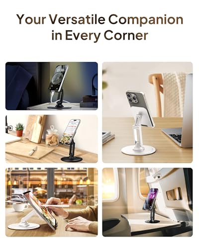 COOPER 360° Stand, [Gift Family Pack], Rotating Cell Phone Stand for Desk, Cell Phone Holder for Desk, iPhone Stand Holder, Sturdy Metal Base, Fits Samsung, Android Smartphones, (Black White, 2-Pack) - color: x2 Pack - White/Black