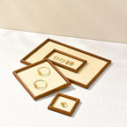 Jewelry Display Tray for Ring Earrings Necklace Bangle Solid Wood Jewelry Dish Tray Catchall(S,Beige) - color: Beige, size: 18 * 10 * 1.5cm
