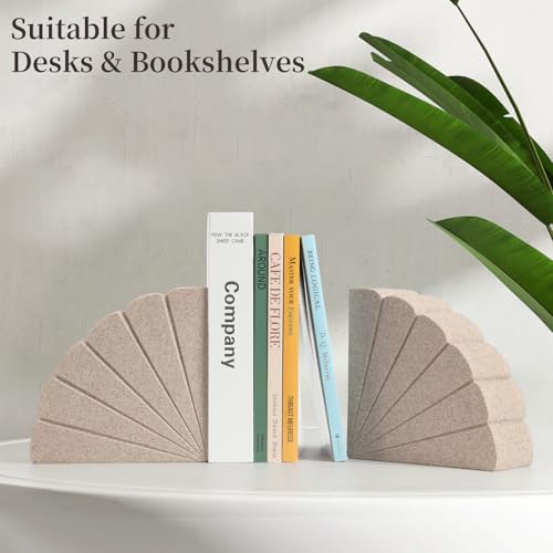 Decorative Bookends for Heavy Books – Stylish Heavy Duty Book Ends for Shelves,Resin Decor,Ideal for Any Bookshelf,Aesthetic Book Holder/Stopper for Chic Home, Office, or Library Decor-Sandstone - style: 807 (Sandstone )