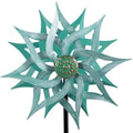 Viveta Metal Wind Spinners,53.5" Kinetic Wind Sculptures,Green Garden Pinwheels Double Layer Windmill for Outdoor Patio Lawn Yard - color: 2-green