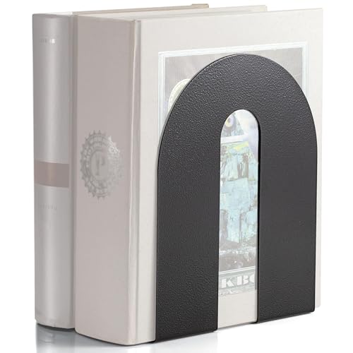 Officemate Heavy Weighted Bookends, Sturdy Office & Home Shelf Organizers, Set of 2 Black Metal Book Supports (93182) - size: Letter