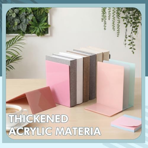 6 Pack Acrylic Bookends, Thickened Colorful Book Ends for Shelves, Assorted Colors, Stable Non-Slip Book Stoppers for Home Office Classroom Organization(Earth Tones) - color: Earth Tones