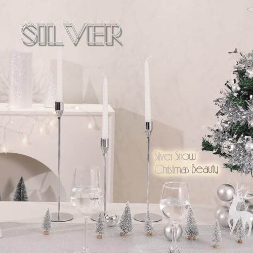 6Pcs Silver Candlestick Holders Set Fit 3/4" Tall Taper Candle Home Decorative Table Centerpieces for Family Dinning, Party Decoration - color: Silver, size: 6 set