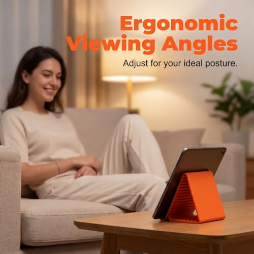 Silicone Phone Stand with Aluminum, Flexible Foldable Phone Holder, Bendable Adjustable Anti-Slip Desktop Stand for Phone Tablet Laptop, Portable Rollable Multi-Angle Stand for Home (Orange) - color: Orange