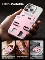 Phone Stand for Desk, Dual Folding Cell Phone Holder, Fully Adjustable Portable Mobile Phone Holder for iPhone 17 16 15 14 13 12 11 Pro Max Plus Air, Galaxy S25 S24, All Phones (Rose Gold) - color: Rose Gold