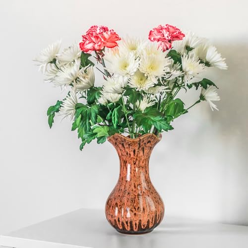 Ceramic Vase, Modern Small Vases for Home Decor, Elegant Flower Vase Centerpiece for Tables, Office Desk, Room Decor, Fit for Housewarming, Wedding, Birthday (Orange) - color: Orange
