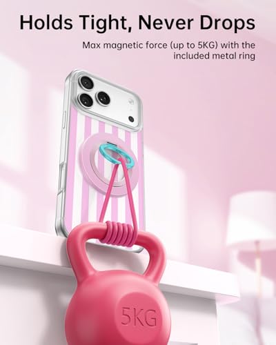 SYNCWIRE Magnetic Phone Ring Holder for MagSafe, 360° Rotation Cell Phone Grip Stand Finger Ring Kickstand Two-Sided Magnet Compatible with iPhone 17 Pro Max 16 15 14 13 12 MagSafe Accessories - color: Single Ring-1PCS-Candy Pop