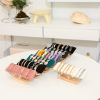 Wooden Watches Display Tower Base Watch Neck Bracelet Organizer Rack Bangle Scrunchie Headband Showcase Tower Black Suede - color: Flat Suede Black
