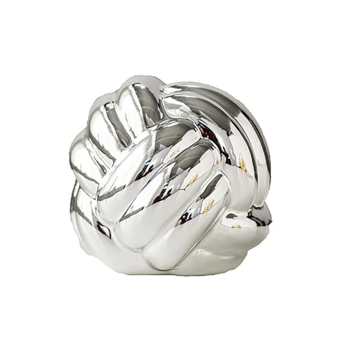 Ochine Silver Knot Decor Ceramic Chain Link Decor, Silver Decor Knot, Coffee Table Decor, Aesthetic Shelf Decor, Modern Minimalist Home Decor Statue for Decorative Books, Decorative Objects - color: B