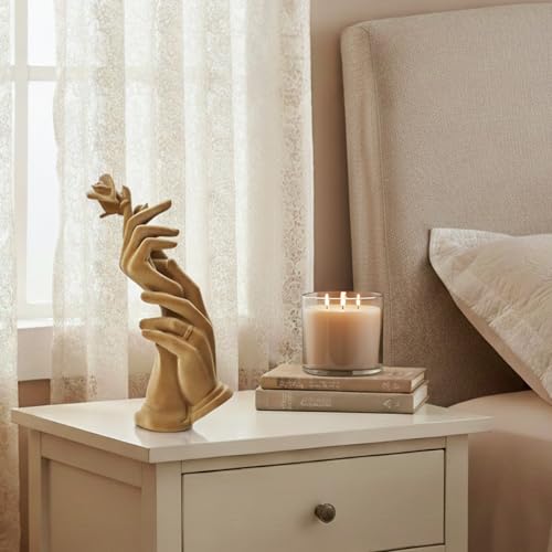 Romantic Couple Statue with Rose, Modern Love Figurine for Home Decor, Symbol of Love & Commitment, Anniversary Wedding Gift for Couples, Bedroom Living Room Shelf Decoration (Brown) - color: Hand Rose-brown