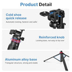 ULANZI MT-78 Extendable Phone Tripod, metal 72.83" Selfie Stick Camera Tripod Stand with 2 in 1 Phone Clip, 360° Ball Head Camera Tripod with cold shoe for iPhone 17 Sony Canon, Lightweight for Travel