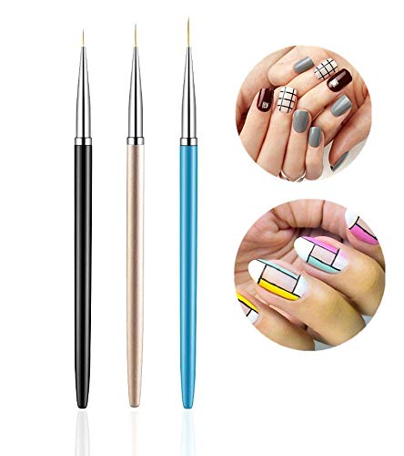 FULINJOY 8pcs Nail Art Design Tools, 5PCS Dual-Ended Nail Art Sculpture Pen Dotting Tools with 3PCS Nail Liner Brushes, Silicone Nail Polish Brushes Stainless Steel Carving Drawing Tool - size: 5+3 PCS