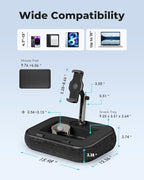 Viozon Kindle Pillow Stand Holder, Phone holder for Bed, Laptop Lap Desk with Mouse Pad,Compatible with 4.7-13" Kindle/Tablet/Phone,10-15"Laptop, Snack Bowl&Cup Attachment&Detachable 360°Stand Arm, B - color: Black