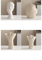 White Ceramic Vase – Nordic Minimalist Unglazed Stoneware Flower Vessel, Living-Room Centerpiece, Boho-Soft Furnishing Accent (01 (Large)) - color: 01 (Large)