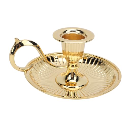 Vintage Candle Holder, Elegant zinc Alloy Taper Candle Stick Stand with Large Curved Handle for Dinner Table Decor and Wedding Parties Gold - color: Gold