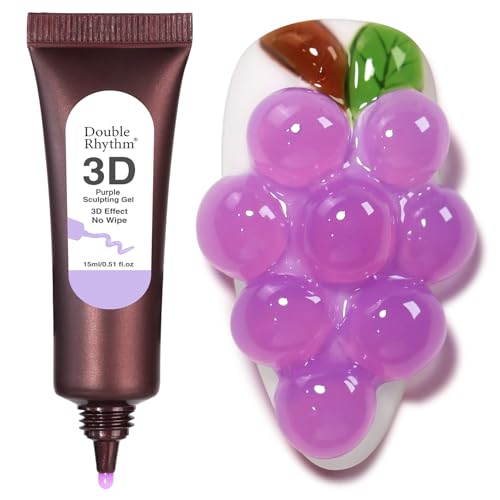 Double Rhythm 0.5 Oz 3D Nail Gel Nail Art Sculpting Polish No Wipe for Nail Designs DIY Nail Art for Drawing, Molding and Decoration (3D Sculpting Gel Purple) - color: Purple