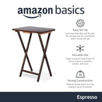 Amazon Basics Portable Foldable TV Tray Table with Storage Rack, Space-Saving Design, Sturdy Wood, 14.6"L x 19"W x 26"H, Espresso, 4-Pack - color: Espresso