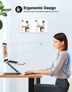 RIWUCT Foldable Laptop Stand, Height Adjustable Ergonomic Computer Stand for Desk, Aluminum Portable Laptop Riser Holder Notebook Mount Compatible with MacBook Pro Air, HP, Dell 10-16"(Black) - color: Matte Black