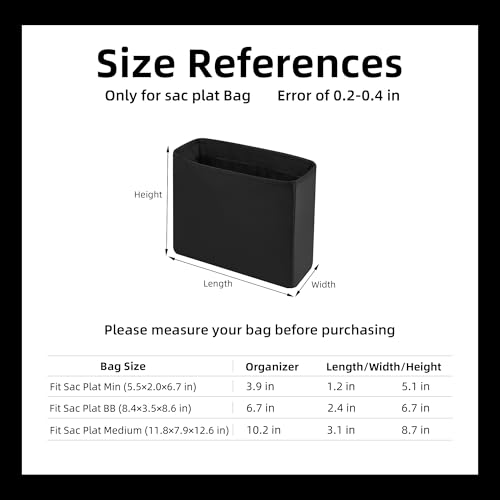 DGAZ Silk Purse Organizer Insert For LV Sac Plat Mini/BB/Medium bag，Silky Smooth Bag Organizer，Luxury Handbag & Tote Shaper(Black,Medium) - color: Black, size: Medium