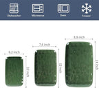 vicrays Ceramic Rectangle Serving Platters - 14" 12" 10" Porcelain Serving Trays Plates for Party BBQ Appetizers Sushi Dessert - Microwave Oven and Dishwasher Safe - Set of 3 Green - color: Green