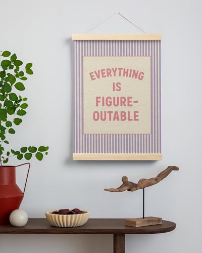 FGFK Everything Is Figureoutable Positive Affirmations Wall Art Poster Hanger Frame, Preppy Pink and Purple Inspirational Canvas Prints Framed Wall Decor for Office Classroom Home Bedroom, 12x16 Inch - color: Preppy Pink and Purple
