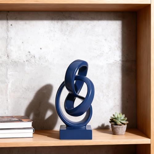 DOVDOV Abstract Blue Knot Sculpture, Geometric Decorative Statue, Blue Decor for Living Room Coffee Table Bookshelf Top, Office TV Cabinet Entryway Table Top Decor. - color: Blue