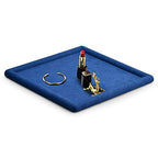 Oirlv Top Microfiber Jewelry Tray Square Nightstand Organizer Rings Earrings Necklace Trinket Storage Tray Showcase Jewelry Display (Blue) - color: Blue