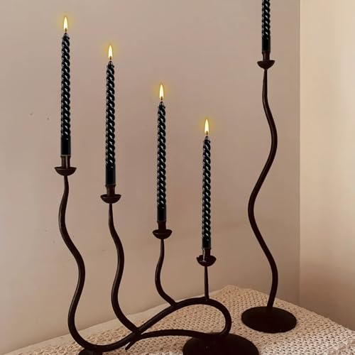 12-Pack 10' Tall Black Spiral Taper Candle Set - Dripless, Smokeless for Halloween&Christmas, Unscented Candlesticks, Dripelss Tapered Candles for Table Rituals,Memorial Prayer Wiccan Rituals. - color: 12Pack-Spiral Black-10inch