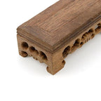 Wooden Display Stand Base 4.33"×1.97" Rectangle Wood Carved Pedestal Oriental Stand Pedestal for Furniture Antique - size: 4.33"×1.97"