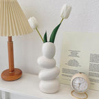 Homoyoyo Abstract Ceramic Flower Vase -Shaped Artistic Desktop Floral Arrangement Vase Home Décor Accent for Living Room and Office