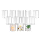 Hewory Glass Hurricane Candle Holder Set of 12, Clear Glass Candle Holders for Pillar Candles Floating Candles, 4 inch Glass Cylinder Hurricane Vases for Centerpieces Wedding Christmas Home Decor - size: 4 inch-12PCS