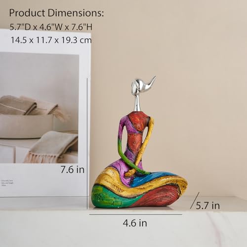 Octdays Art Female Sculpture Figurines, Abstract Woman Statue for Home Decor, Modern Colorful Sculpture Decorations for Living Room Shelf Office Cabinet Accents (Colorful-B) - color: D