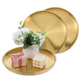 3 Pcs 12 Inch Gold Round Serving Tray, Stainless Steel Decorative Plate for Jewelry Makeup Organizer, Vanity Bathroom Coffee Table Dessert Display