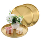 3 Pcs 12 Inch Gold Round Serving Tray, Stainless Steel Decorative Plate for Jewelry Makeup Organizer, Vanity Bathroom Coffee Table Dessert Display
