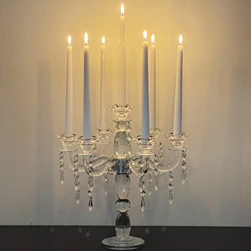 allgala Crystal Candle Holder - 7-Arm 14 Inch Crystal Taper Candlestick Candelabra - Centerpiece for Home Wedding Event and Party Festival - size: 7 Arm