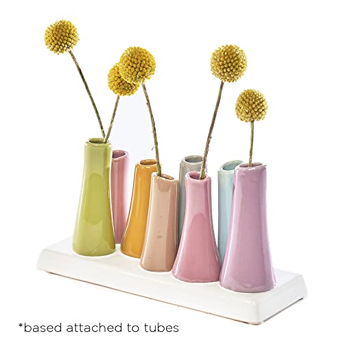 Chive - Pooley 2, Ceramic Flower Vase, 8-Tube Shape (Magenta Pink) - color: Magenta Pink