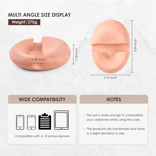 Artificial Stone Cell Phone Stand for Desk Handcraft Pebble Shape Minimalist Decor for Desk Kitchen Counter Office Easy of Use Sturdy and Stable(Orange Granite Rock Style) - style: orange granite stone