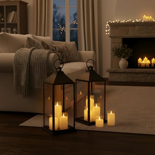 Homemory Ivory White Flickering Flameless Candles, Battery Operated Acrylic LED Pillar Candles with Remote Control and Timer, Set of 5 - color: Ivory