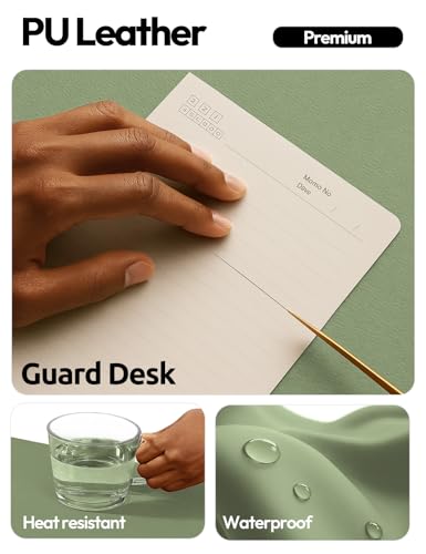YSAGi Leather Desk Protector, Office Mat, Large Mouse Mat, Non-Slip PU Leather Blotter, Laptop Desk, Waterproof Writing Pad for Office and Home (Bamboo Green, 35.4" x 17") - color: Bamboo Green, size: 35.4" x 17"