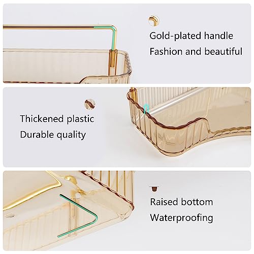 YCIA&DONE Corner Bathroom Counter Organizer, Makeup Organizer for Vanity, Skincare Cosmetic Perfume Tray, Corner Countertop Shelf Rack Storage for Bathroom Kitchen 2 Tiers (Amber Gold) - color: Yellow, size: 2-Tier
