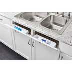 Rev-A-Shelf 11" Tip-Out Plastic Sink Trays for Kitchen and Bathroom Base Cabinet, Pack of 2 Pullout Vanity Shelf Home Organizer, White, 6572-11-11-52