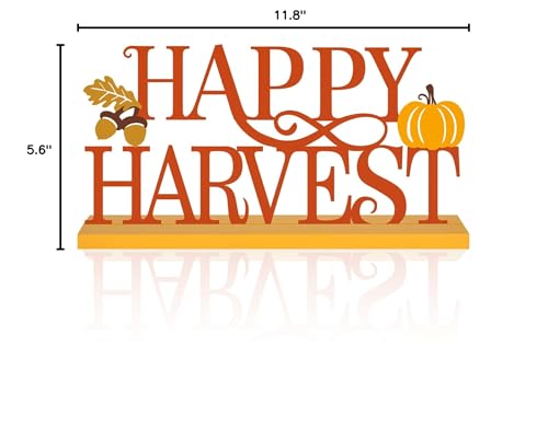 COCHIE Metal Happy Harvest Sign, Orange Fall Decorations for Home, Office, Shelf, Mantel, Indoor, Autumn Pumpkin Decoration, Hello Fall Leave Decor (Harvest) - style: Harvest