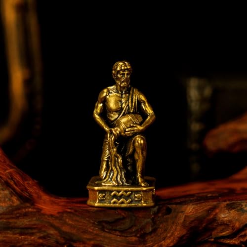 CHOVY Aquarius – Aquarius Water Bearer Brass Zodiac Sculpture – 100% Solid Handcrafted Retro Figurine, Unique Astrology Desk & Shelf Decor - style: Aquarius