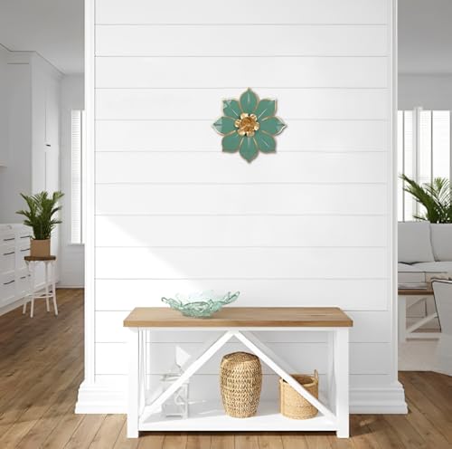 10" Metal Flowers Wall Decor, Green & Gold 3D Floral Metal Wall Art Decor for Inoor & Outdoor Use, Vintage & Modern Walls Arts for Bathroom, Living Room, Bedroom, Office, Garden, Patio, Porch, 1 Piece - color: # 1 Green