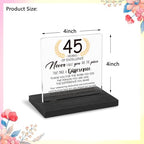 45Years Work Anniversary Desk Decor Gifts for Employee, 45th Grade Promotion Gifts for Coworker,Modern Transparent Acrylic Desk Plaque with Inspirational Quotes, 10 x 10 x 1.5 cm,XXY113 - style: 45Years Work Anniversary