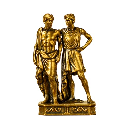 CHOVY Gemini – Gemini Twins Brass Zodiac Sculpture Set – 100% Solid Handcrafted Collectible Figurine, Retro Astrology Decor for Desk & Shelf - style: Gemini
