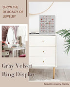 Henoyso 4 Pcs Velvet Ring Display 50 Slots L-Shaped Ring Display Stand Tray Holder for Selling Earring Jewelry - color: Grey