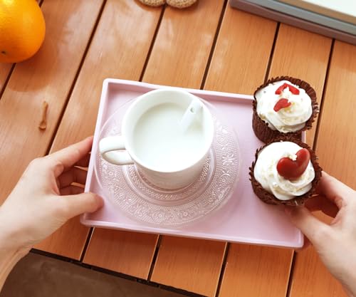 Small Pink Mini Serving Tray (8.5 x 6.3 inch) for Serving Accessory, Spa, Coffee, Drinks, Wine, Tea, Bar, Party, Seasoning, Perfume or Display Use. - color: Pink-1 Tray, size: 8.5" x 6.3" x 0.8"