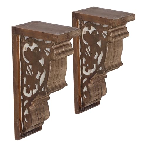 SOFE Farmhouse Book Ends Decorative, Wooden Corbels Bookends for Shelves, Vintage Rustic Bookends, 1 Pair Sturdy Bookend for Heavy Books, Book Holder Stopper for Home Office Kitchen